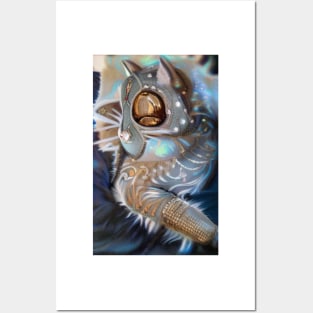 Golden armor knight cat, AI art Posters and Art